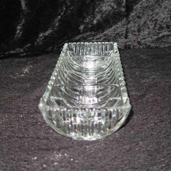 Footed Glass Trinket Tray Vanity Serving Decor Elegant Clear Divided - Picture 7 of 14